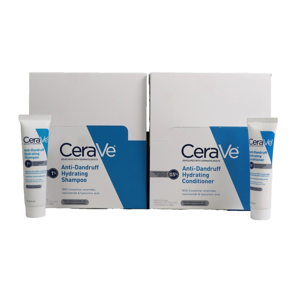 CeraVe Anti Dandruff Shampoo & Conditioner 1 oz Ea, 15 x2 Boxes (30 Tubes Total)